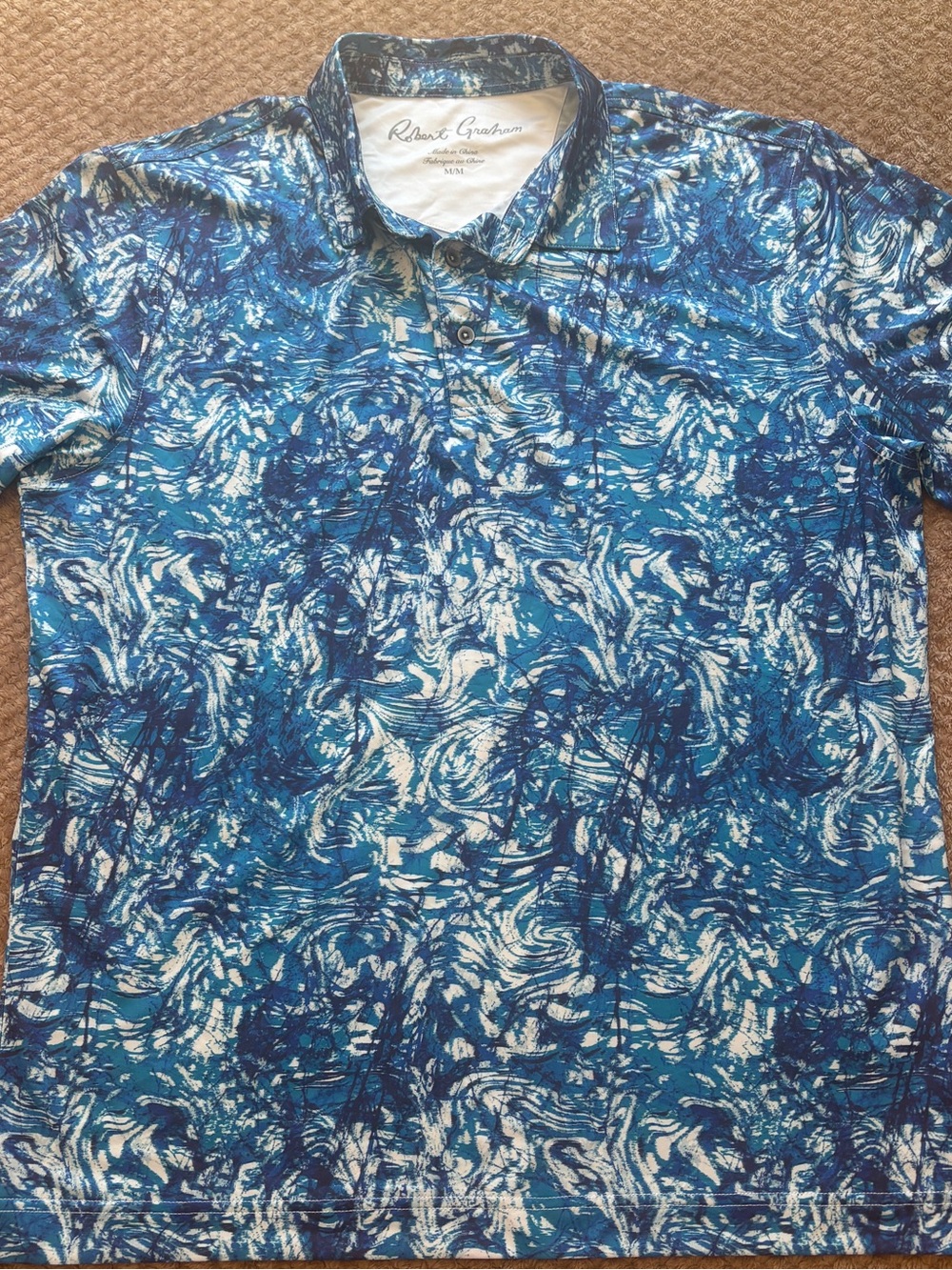 NWOT Robert Graham Wilbur Teal Short Sleeve Polo